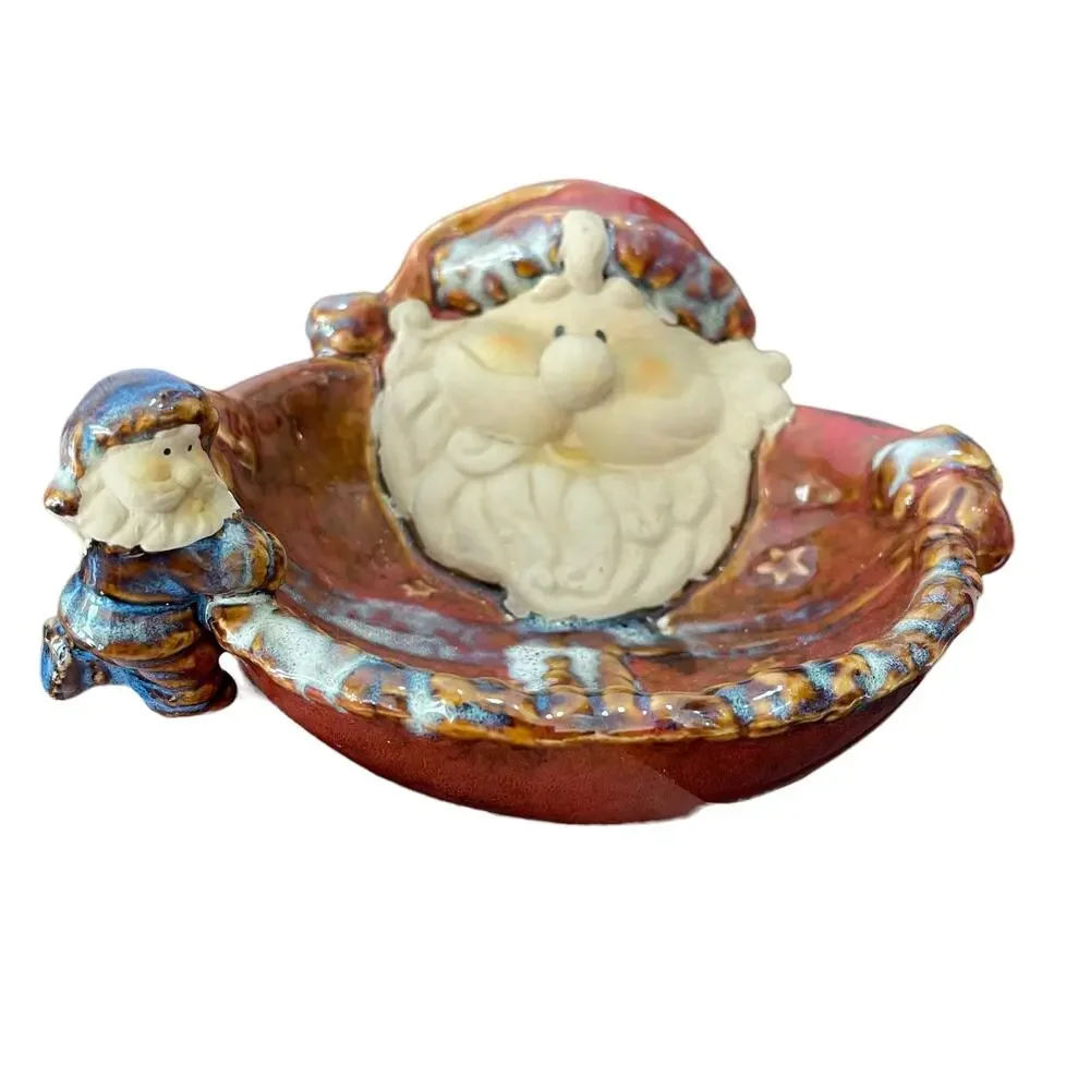 Santa Claus Candy Dish Soap Ceramic Trinket Christmas Holiday Decoration